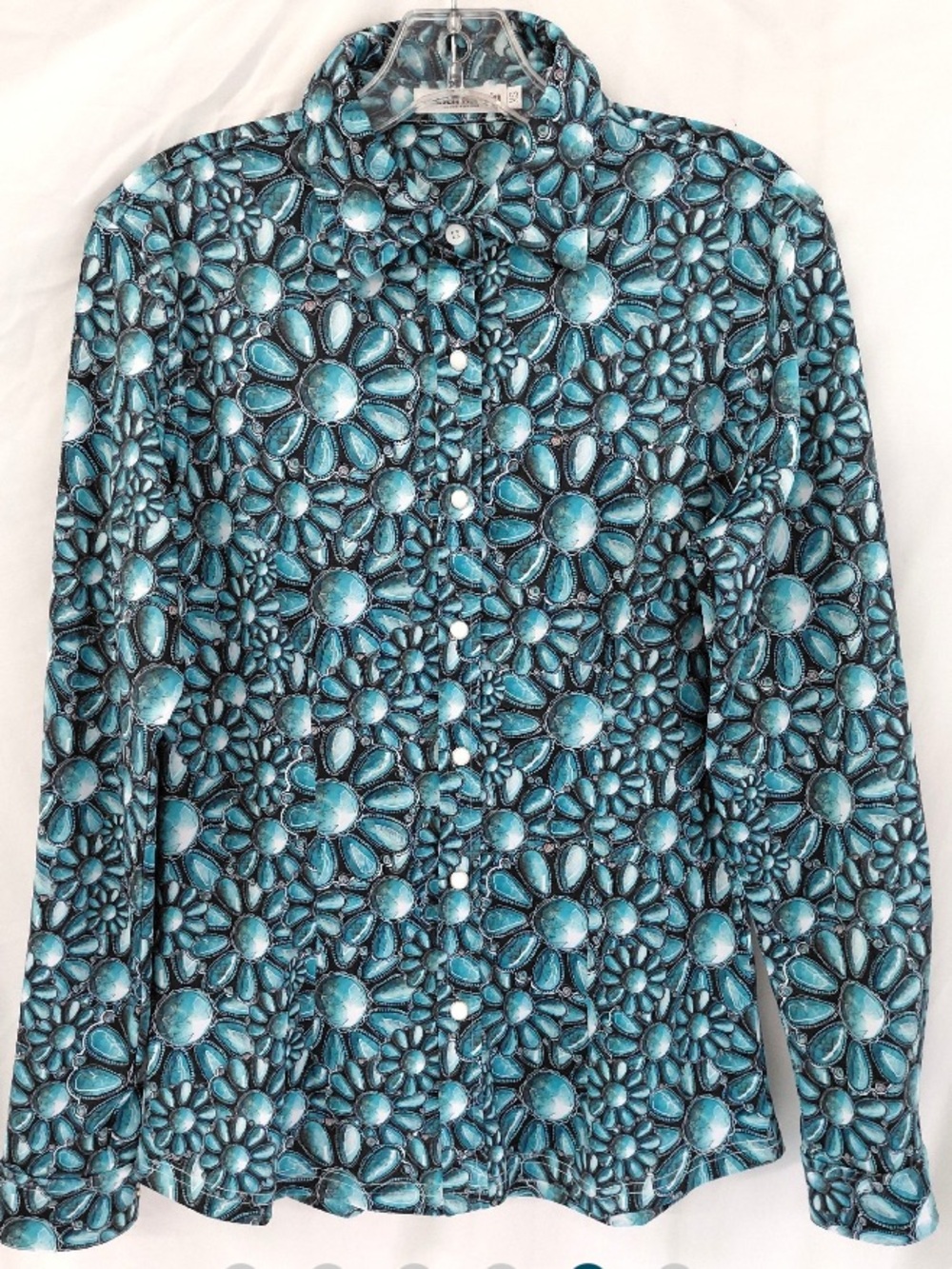 Ranch Dress’n Turquoise Blossom Pearl Snap Western Shirt XS - (washed/not worn)